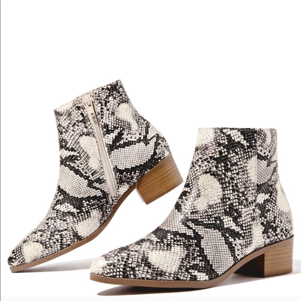 Python Snake Print Ankle Booties Side Zip Boots - image 2